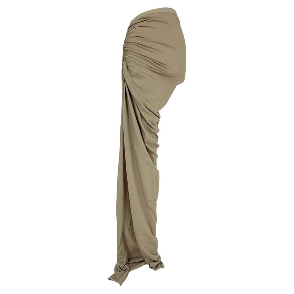 Rick Owens DRKSHDW Draped Split Asymmetric Skirt in Khaki Cotton